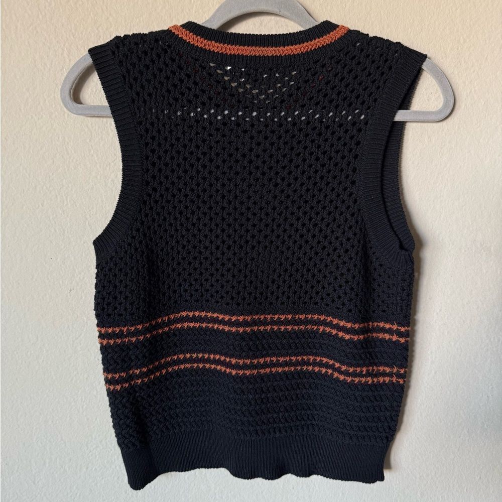 Re/Done Crochet Mesh Black Vest Sweater  Size S - Picture 8 of 9